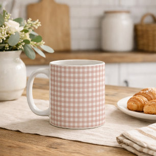 Roze en witte Gingham klassiek patroon Koffiemok