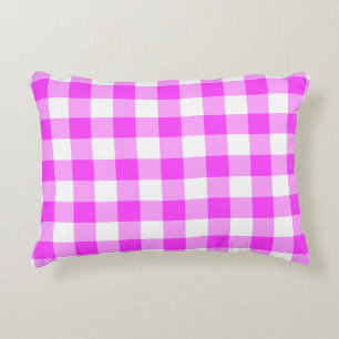 Roze en witte gingham Patroon Accent Kussen
