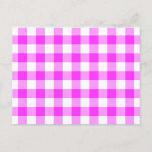 Roze en witte gingham Patroon Briefkaart