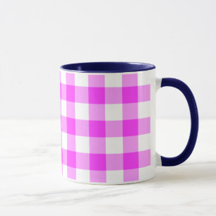 Roze en witte gingham Patroon Mok