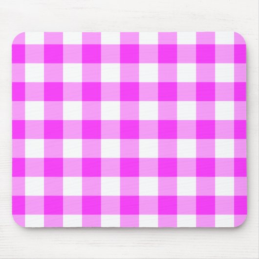 Roze en witte gingham Patroon Muismat (Voorkant)