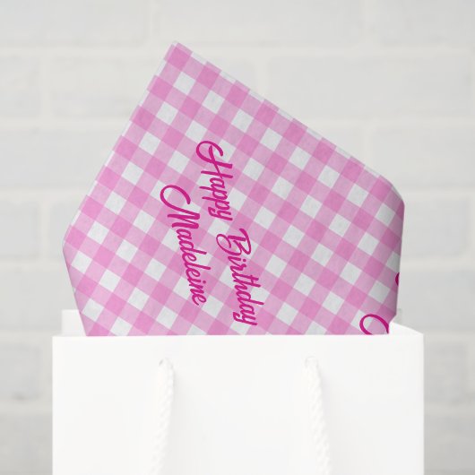 Roze en witte gingham Patroon Tissuepapier (Cadeauzakje)