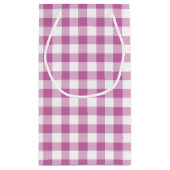 Roze en witte Gingham-speldenpatroon Klein Cadeauzakje (Achterkant)