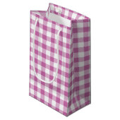 Roze en witte Gingham-speldenpatroon Klein Cadeauzakje (Voorkant Gekanteld)