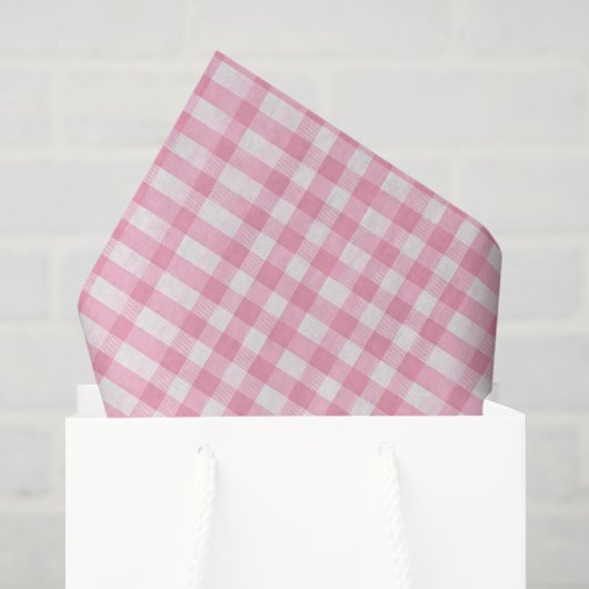 Roze en witte gingham tissuepapier (Cadeauzakje)