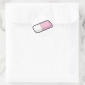 Roze en witte gom ronde sticker (Tas)