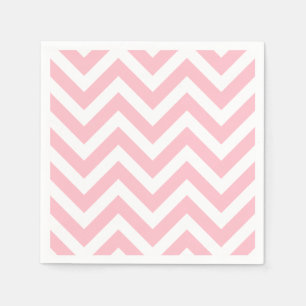 Roze en Witte Grote Grootte Chevron Strepen Papier Servet