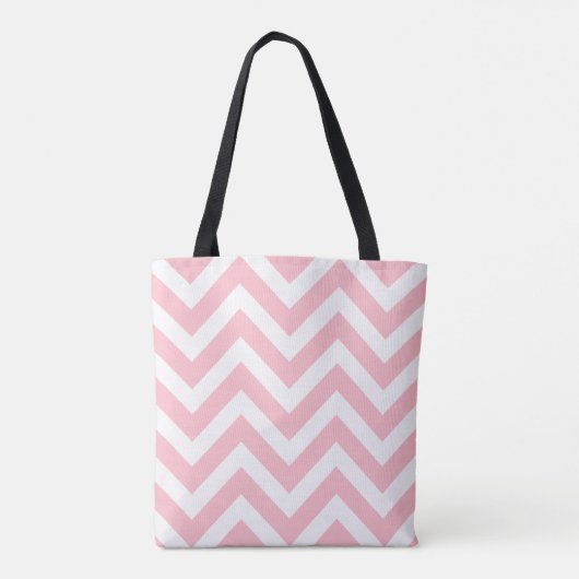 Roze en Witte Grote Grootte Chevron Strepen Patroo Draagtas (Achterkant)
