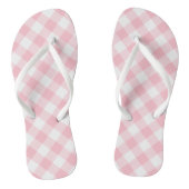 Roze en Witte Grote Grootte Diagonale Gingham-Cont Teenslippers (Voetbed)