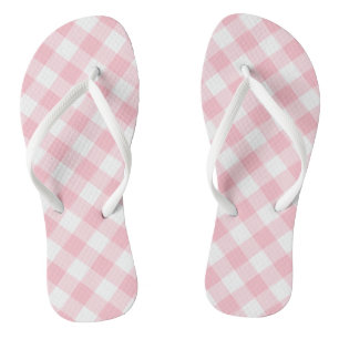 Roze en Witte Grote Grootte Diagonale Gingham-Cont Teenslippers