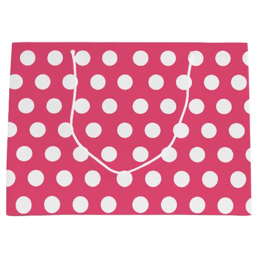 Roze en witte grote middelgrote polaire dot party groot cadeauzakje (Voorkant)