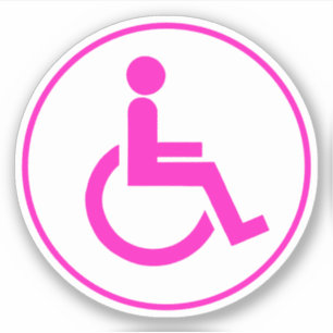 Roze en witte handicap symbool Rond Sticker