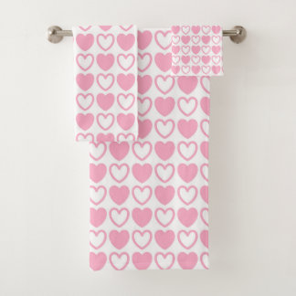 Roze en witte harten bad handdoek