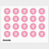 Roze en witte harten en stippen ronde sticker (Vel)