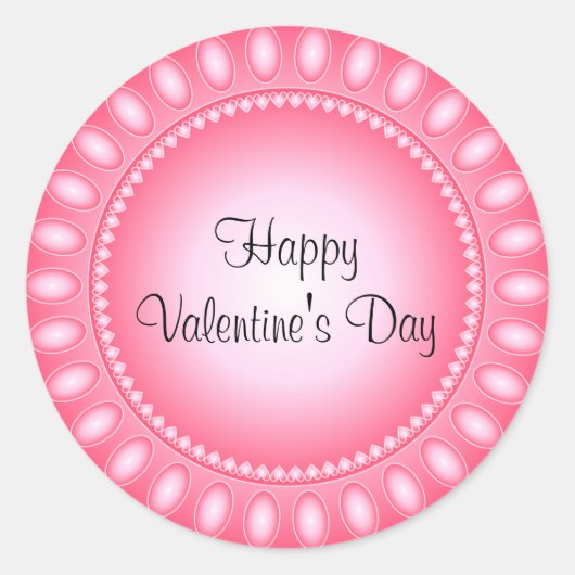 Roze en witte harten en stippen ronde sticker (Voorkant)