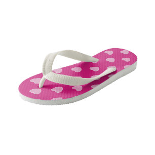 Roze en witte harten kinder teenslippers