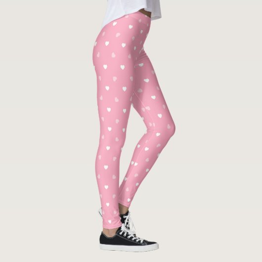 Roze en witte harten op roze leggings (Rechts)