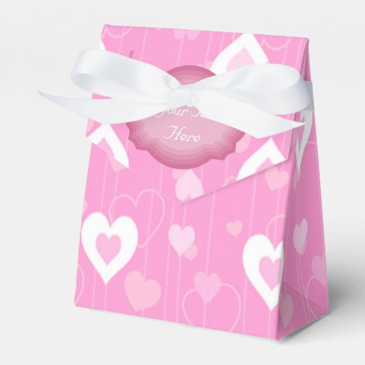 Roze en Witte Harten Patroon Favor Box Bedankdoosjes (Voorkant Zijde)