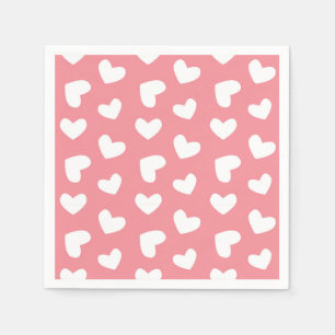 Roze en witte harten servet