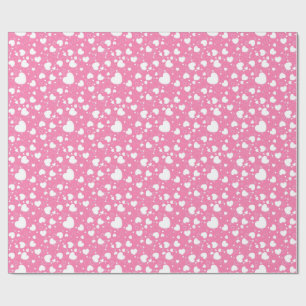 Roze en Witte Hartjes Inpakpapier