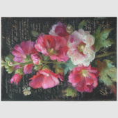 Roze en witte Hollyhock Decoupage Tissuepapier (Voorkant)