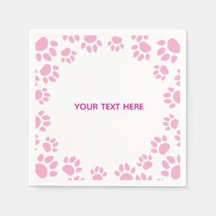 Roze en Witte Hondenpoten Custom Servet