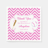 Roze en witte honkbal Baby shower servetten (Voorkant)