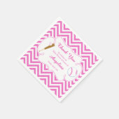 Roze en witte honkbal Baby shower servetten (Hoek)