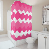 Roze en witte horizontale golven patroon douchegordijn (In situ)