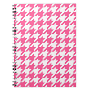 Roze en witte Houndstooth-check Notitieboek