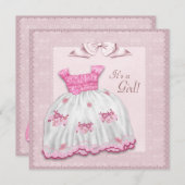 Roze en witte jurk Baby shower Kaart (Voorkant / Achterkant)