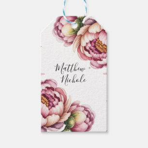 Roze en Witte Katoenen Trouw Bedankt Cadeaulabel