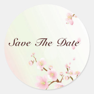 Roze en witte kersenbloesem Natuur ontwerp Ronde Sticker