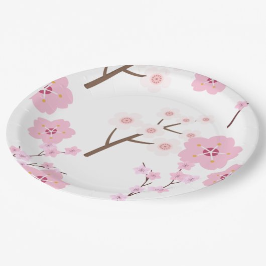 roze en witte kersenbloesems bord (Gekanteld)