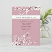 Roze en witte kersenbloesems na de bruiloft kaart (Staand voorkant)