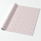 Roze en witte kerstbomen cadeaupapier (Uitgerold)