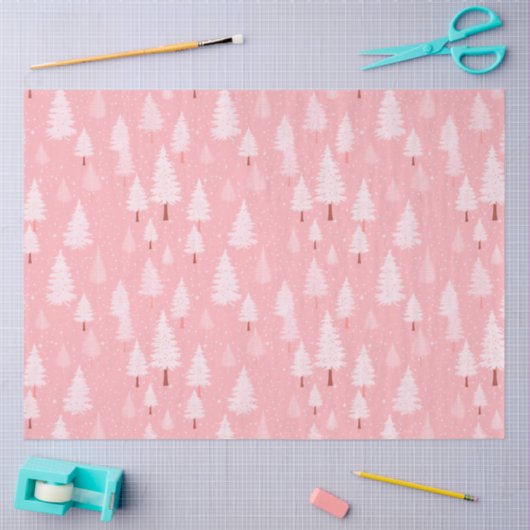 Roze en witte kerstbomen tissuepapier (Craft)