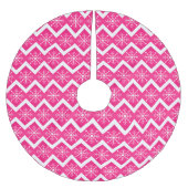 Roze en witte kerstsnowflakes Chevron Pattern Kerstboom Rok (Voorkant)