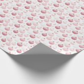 Roze en witte kerstversiering cadeaupapier (Hoek)