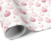 Roze en witte kerstversiering cadeaupapier (Rol Hoek)