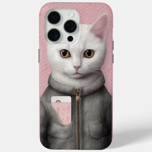 Roze en witte kitty kat met telefoon Case-Mate iPhone case (Achterkant)