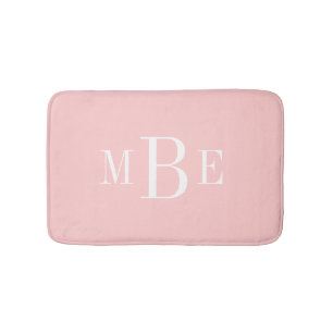 Roze en Witte Klassieke 3 Letter Monogram Badmat