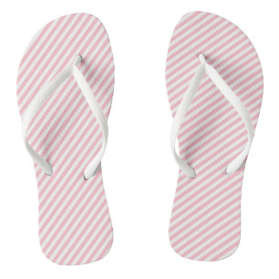 Roze en Witte Kleine Grootte Diagonale Strepen Teenslippers