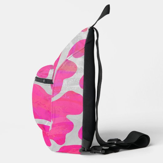Roze en witte Koe Print Sling Bag (Rechts)