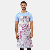 Roze en witte koffie schort (Gedragen)