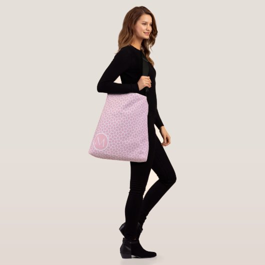 Roze en witte kooien Aangepast monogram Crossbody Tas (Op model)