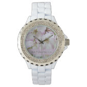 Roze en witte krab appel bloesems bruiloft horloge (Voorkant)