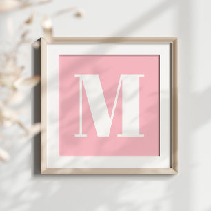 Roze en Witte Krachtige Stijlvolle Monogram Poster