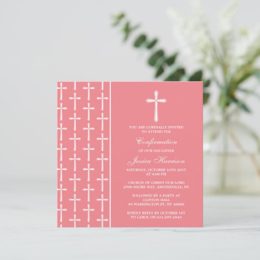 Roze en Witte Kruidengemeenschap of bevestiging Kaart (Staand voorkant)