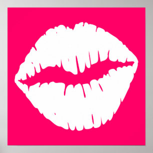 Roze en Witte Kus Poster